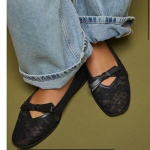 Free People Mesh Mania Lace Bow Ballet Flats